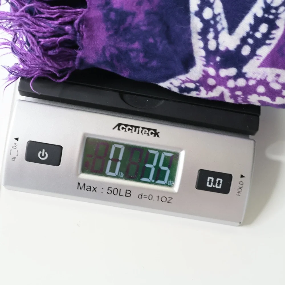 Alii of Hawaii Purple Tie Dye Starfish Shell Rayon Sarong Wrap Scarf Fringed‎